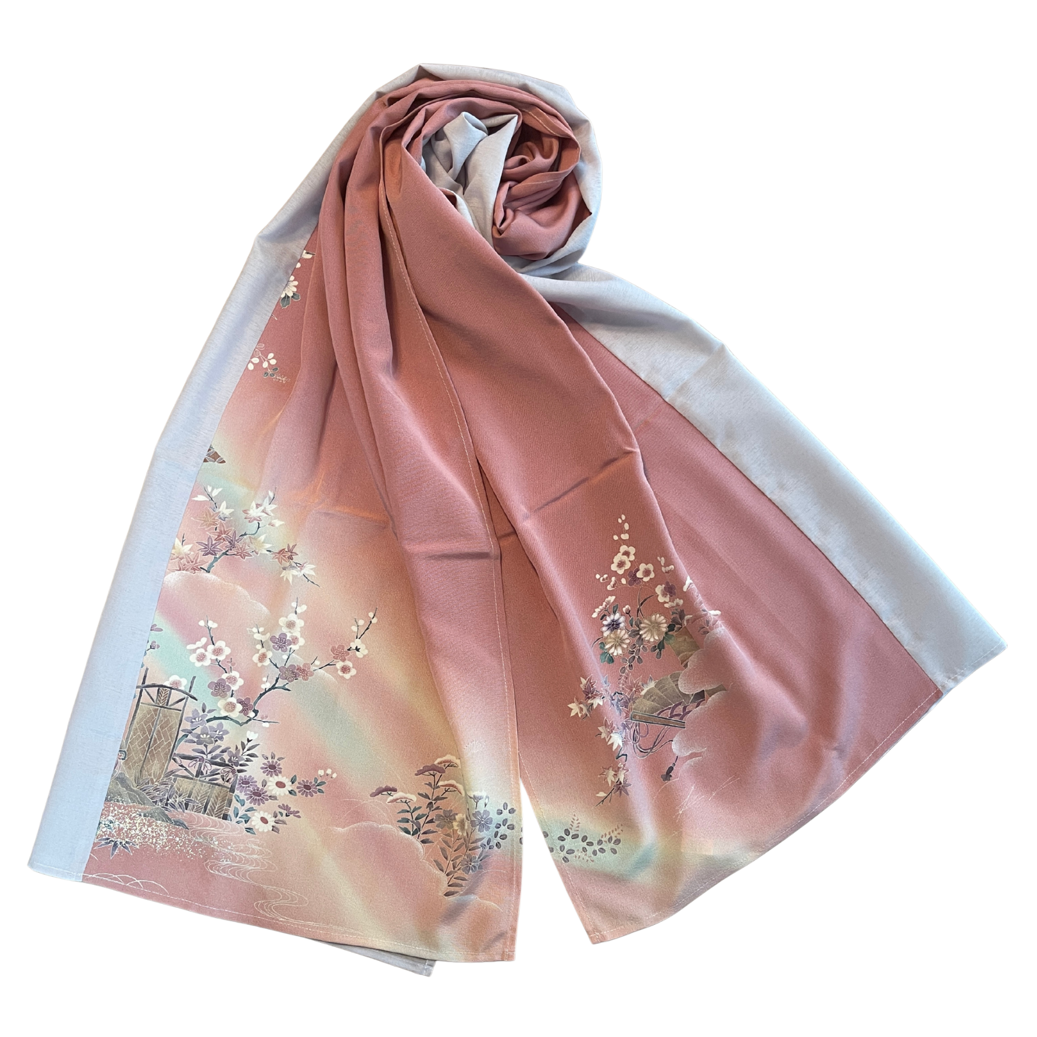 HIME KIMONO Shawl (hijab) Handcrafted from authentic Japanese kimono. One-of-a-kind. Sustainable & elegant.