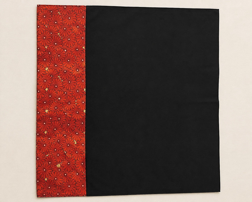 Kimono Square Hijab Kiku Vermilion - flat lay (correct proportion)