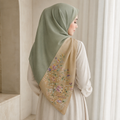 Kimono Square Hijab Hana Moss Green - worn