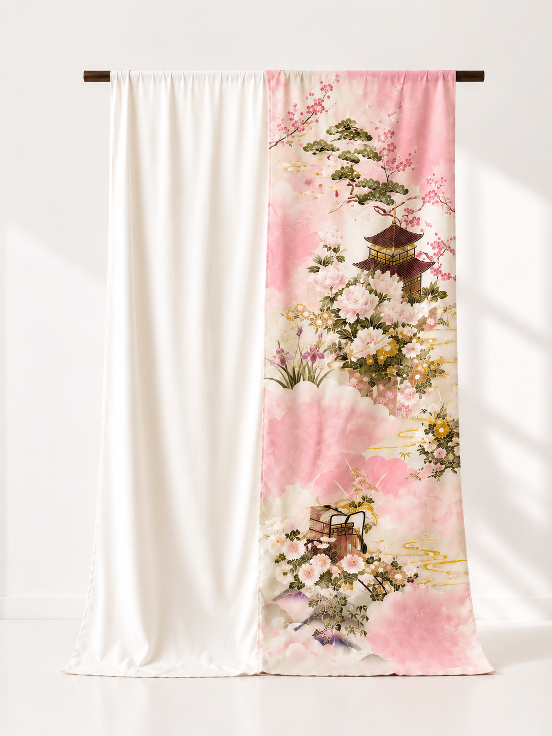 Kimono Jewel Shawl – Pagoda & Peonies | Vintage Japanese Silk Inspired