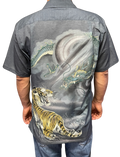 [Kimono Men's Shirt] New! Stylish aloha shirt with a pattern of the tiger, a symbol of good fortune, and the dragon, a guardian deity from ancient times.