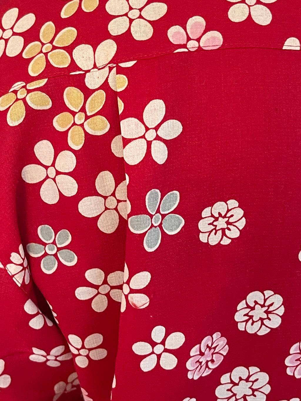 【着物メンズシャツ】紅花小花　小紋　AC009