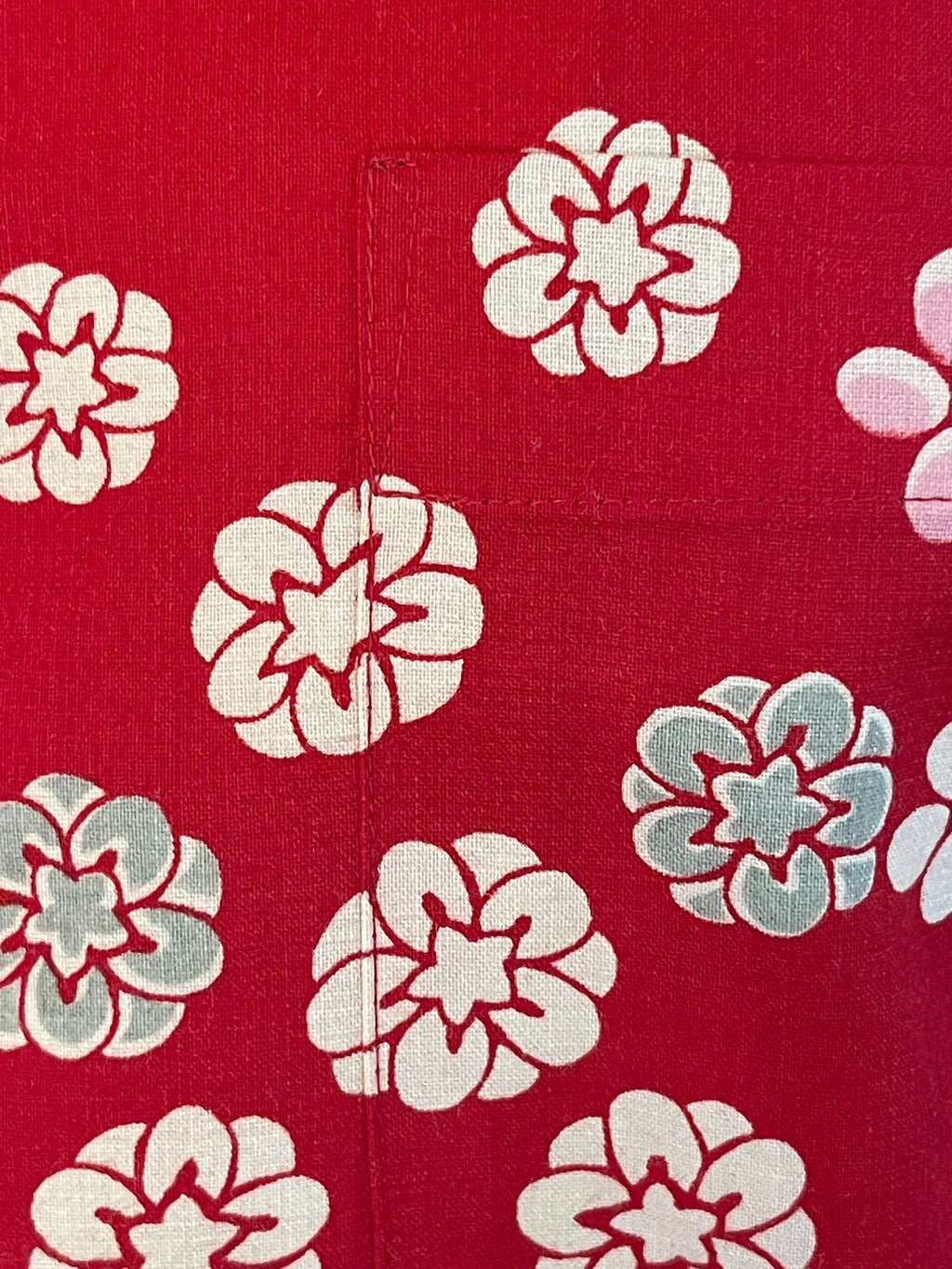 【着物メンズシャツ】紅花小花　小紋　AC009