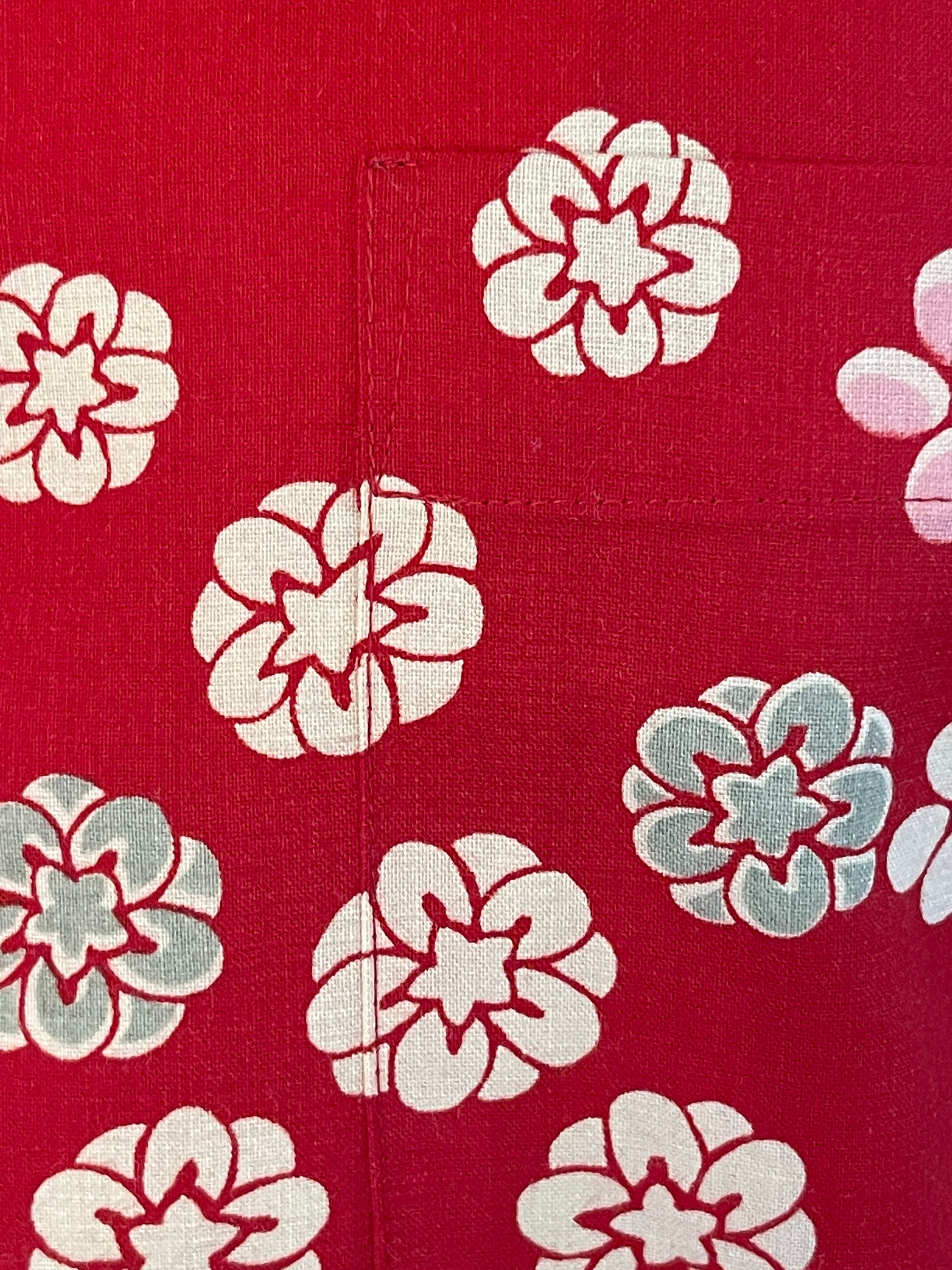 【着物メンズシャツ】紅花小花　小紋　AC009