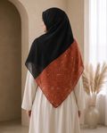 Kimono Square Hijab Kiku Vermilion - worn