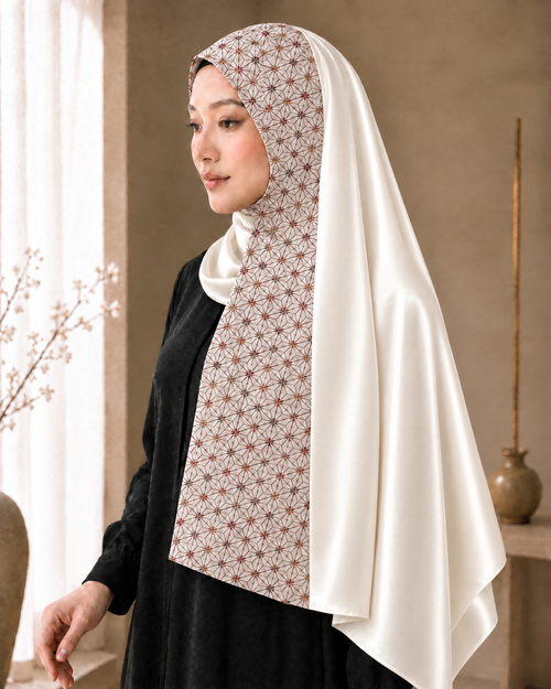 Kimono Grace ショール 麻の葉 アイボリー 着用イメージ
