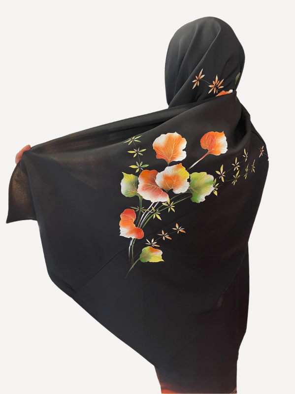 Hijab kimono noir-sleevé qui est satisfait des musulmans